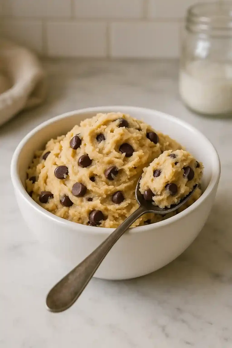 how to make cookie dough without brown sugar naturally presented on a white kitchen countertop in a home made kitchen.