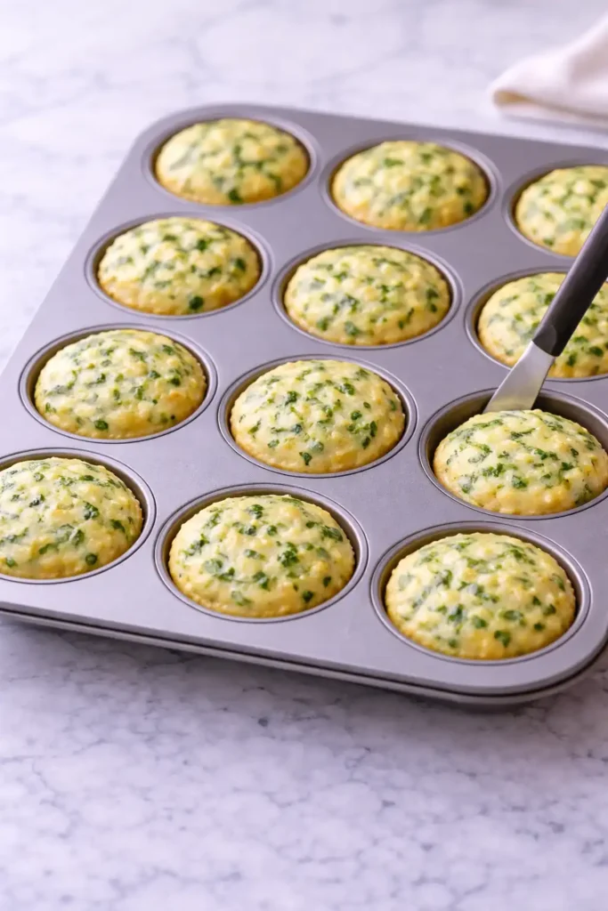 cottage cheese egg bites step 6 cooling briefly in muffin tin before release
